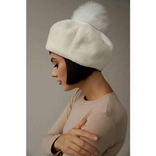Берет классический MAYYA, демисезон/зима, с помпоном, размер One Size, белый