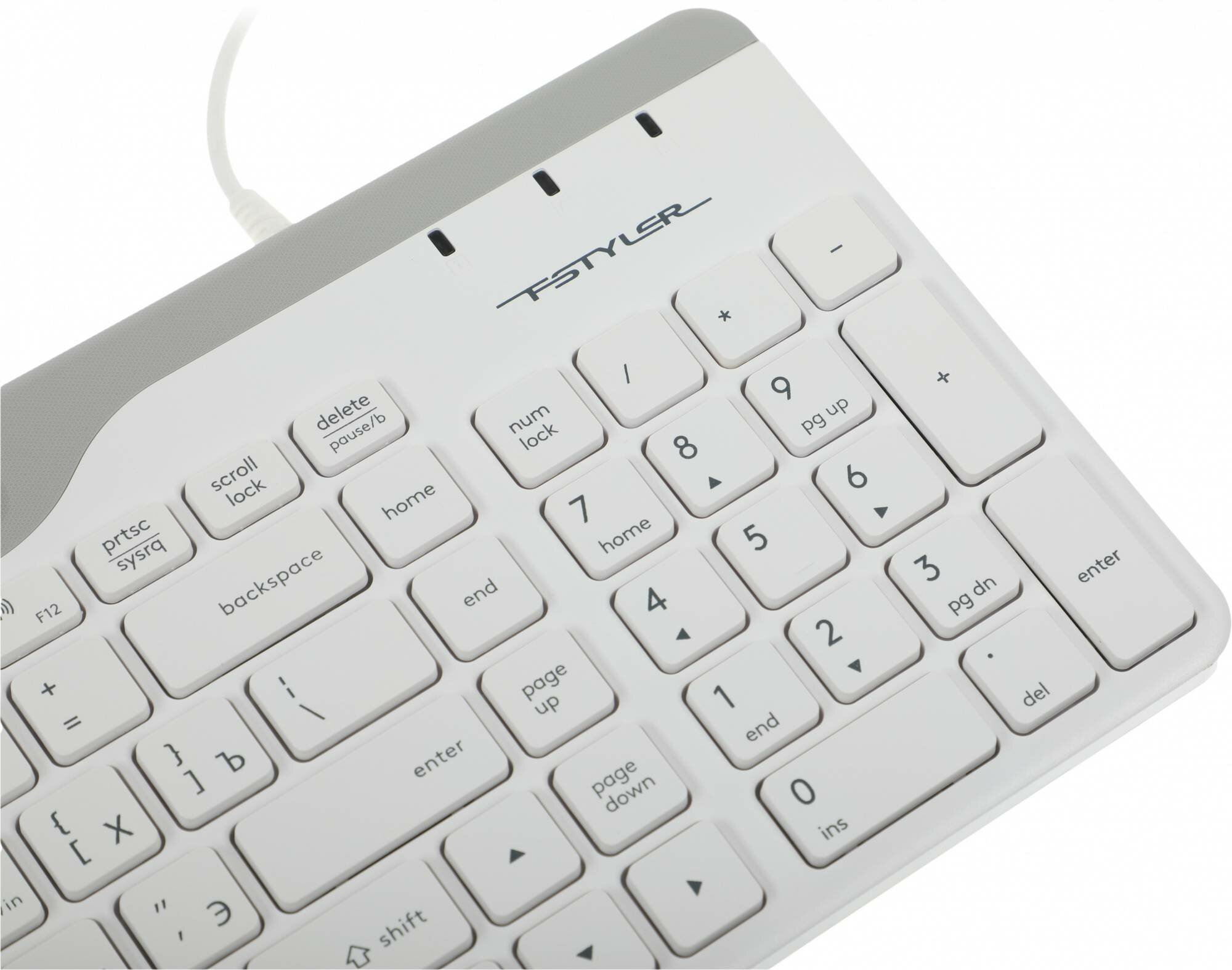 Клавиатура A4TECH Fstyler FK25, USB, белый серый [fk25 white] - фото №12