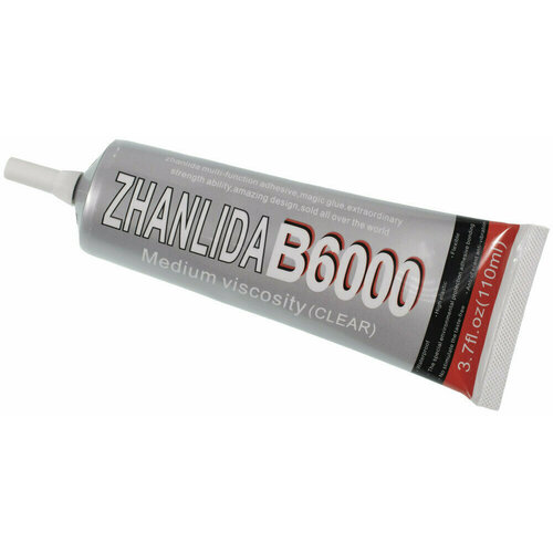 Клей B-6000 / B6000 (110 ml) прозрачный эластичный, для проклейки тачскринов, экранов, дисплеев и приклеивания страз клей герметик e 8000 e8000 110 ml прозрачный эластичный для проклейки тачскринов и приклеивания страз