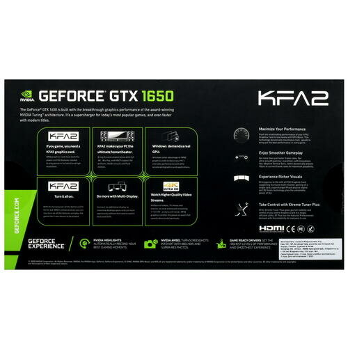 Видеокарта KFA2 GeForce GTX 1650 EX PLUS 1-Click OC (65SQL8DS93EK)