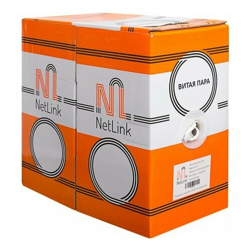 Кабель витая пара NetLink NL-CU PVC CAT5e UTP 4PR 24 AWG Standart внутренний (серый) (305м) витая пара lanmaster nm utp5e2pr cu 305м серый