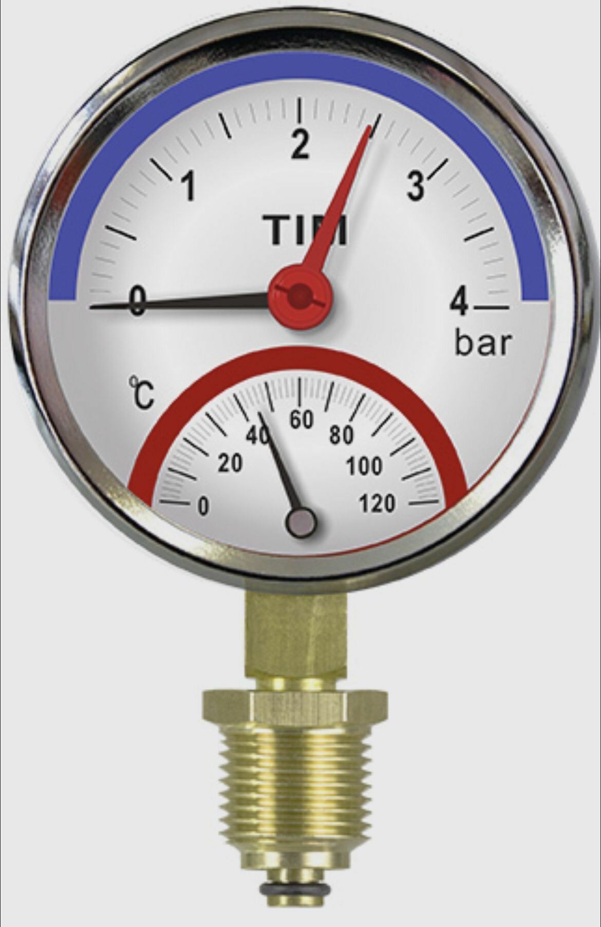 Термоманометр радиальный, TIM, 4 бар, Y-80-4