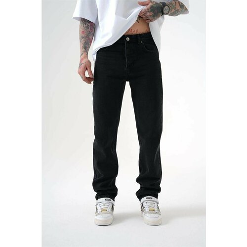 фото Джинсы джинсы мужские рэперские рэпера багги широкие оверсайз, размер 33 (rus 48-50), черный klaline