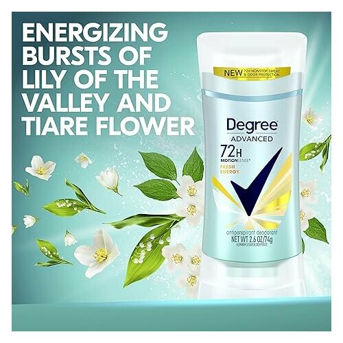 Дезодорант-антиперспирант женский Degree Advanced Fresh Energy MotionSense, 72-часа, с ароматом лилий и полевых цветов ,74 г