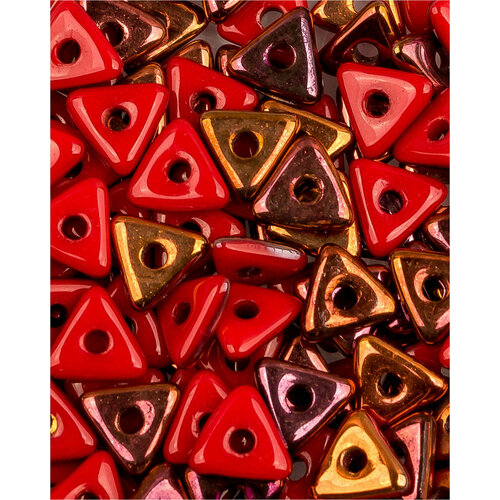 Стеклянные чешские бусины, Tri-bead, 4 мм, цвет Opaque Red Sunset, 5 грамм (около 145 шт.)