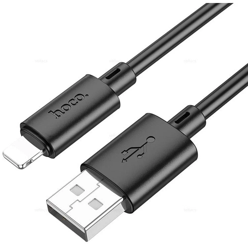 USB кабель HOCO X88 Gratified lightning 8-pin, 2.4А, 1м, PVC (черный) usb кабель hoco x88 gratified lightning 8 pin 2 4а 1м tpu белый