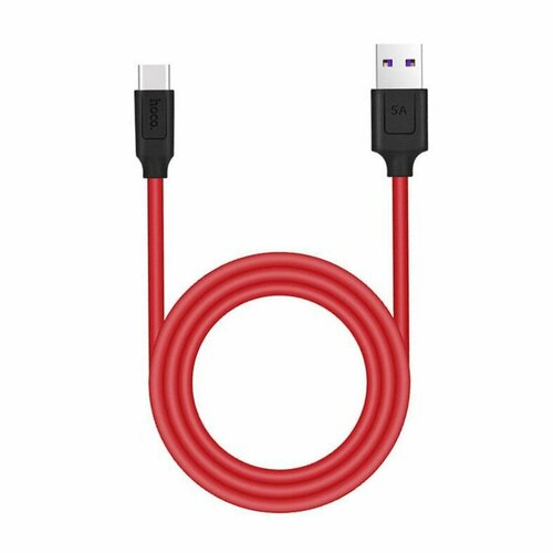 КабельType-C Hoco Х11 Rapid Charging Cable 5А, красный с черным кабель для iphone hoco u40a magnetic adsorption lightning charging cable 1м серый со съемным разъемом