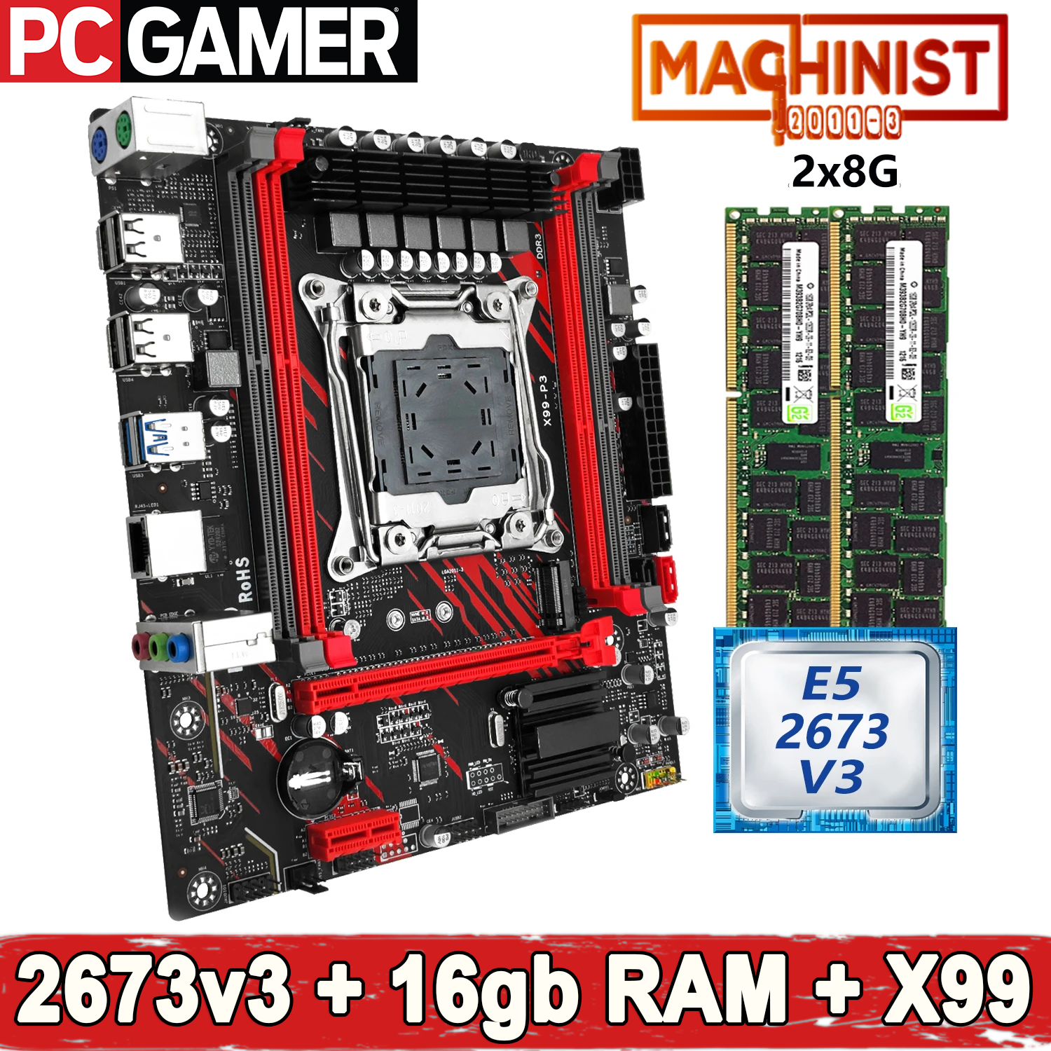 Комплект материнская плата Machinist X99 P3 + Xeon 2673V3 + 16GB DDR3 ECC REG