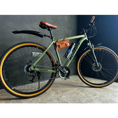 Велосипед горный RICHIESTO 26 21s Алюминиевая рама 19 Взрослый Спортивный Унисекс зеленыйкоричневый 2470000₽