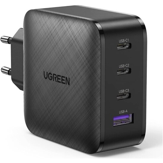 Сетевое зарядное устройство Ugreen USB-A + 3xUSB-C 65 Вт GaN Tech Fast Charger EU, черный (70774)