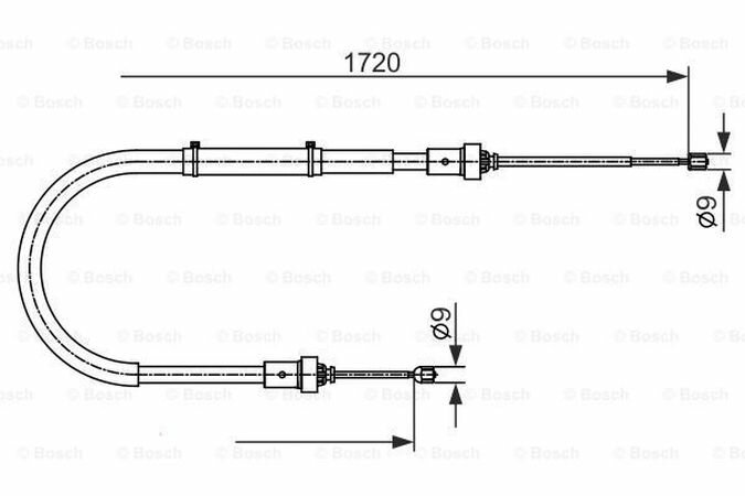 Трос ручного тормоза LR RENAULT Duster 2010- /L1720mm BOSCH 1987482411