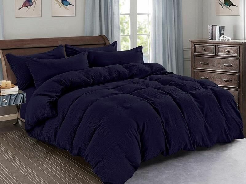 Постельное белье из жатого микросатина альвитек FLUPPY SLEEP-047 темно-синее 70х70 (2шт) 2-спальное