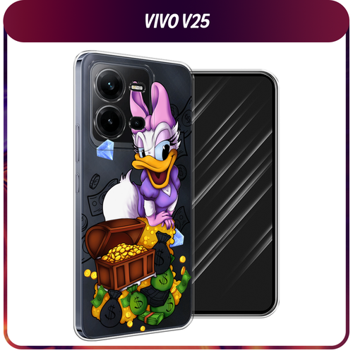 Силиконовый чехол на Vivo V25/V25e / Виво V25/V25e Rich Daisy Duck, прозрачный силиконовый чехол на vivo v25 v25e виво v25 v25e рыжий кот в венке