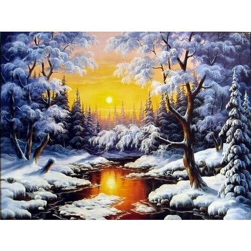 Картина по номерам Зимний лес на закате холст на подрамнике 40х50 см, GX27900