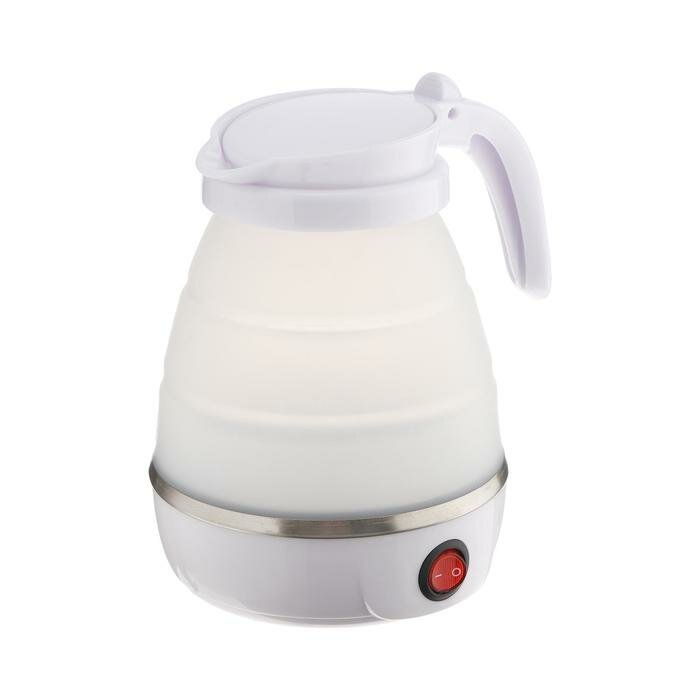 Чайник электрический Luazon Home LSK-1812, пластик, 0,6 л, 600 Вт, дорожный, белый