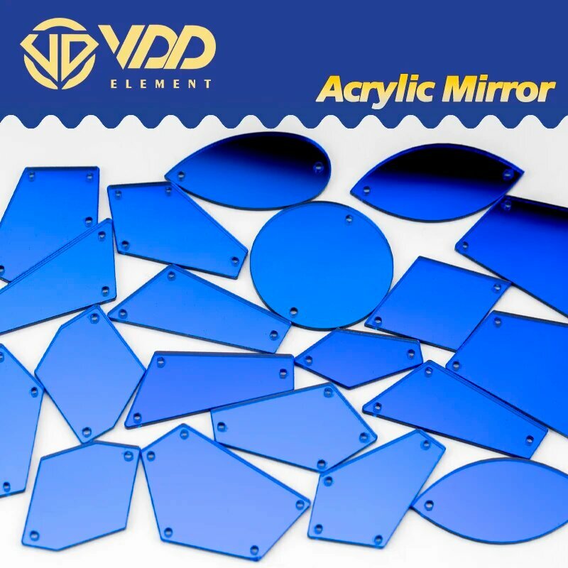Зеркальные стразы для одежды в ассортименте 30/60 шт 30Pcs (Mix Size) Синий