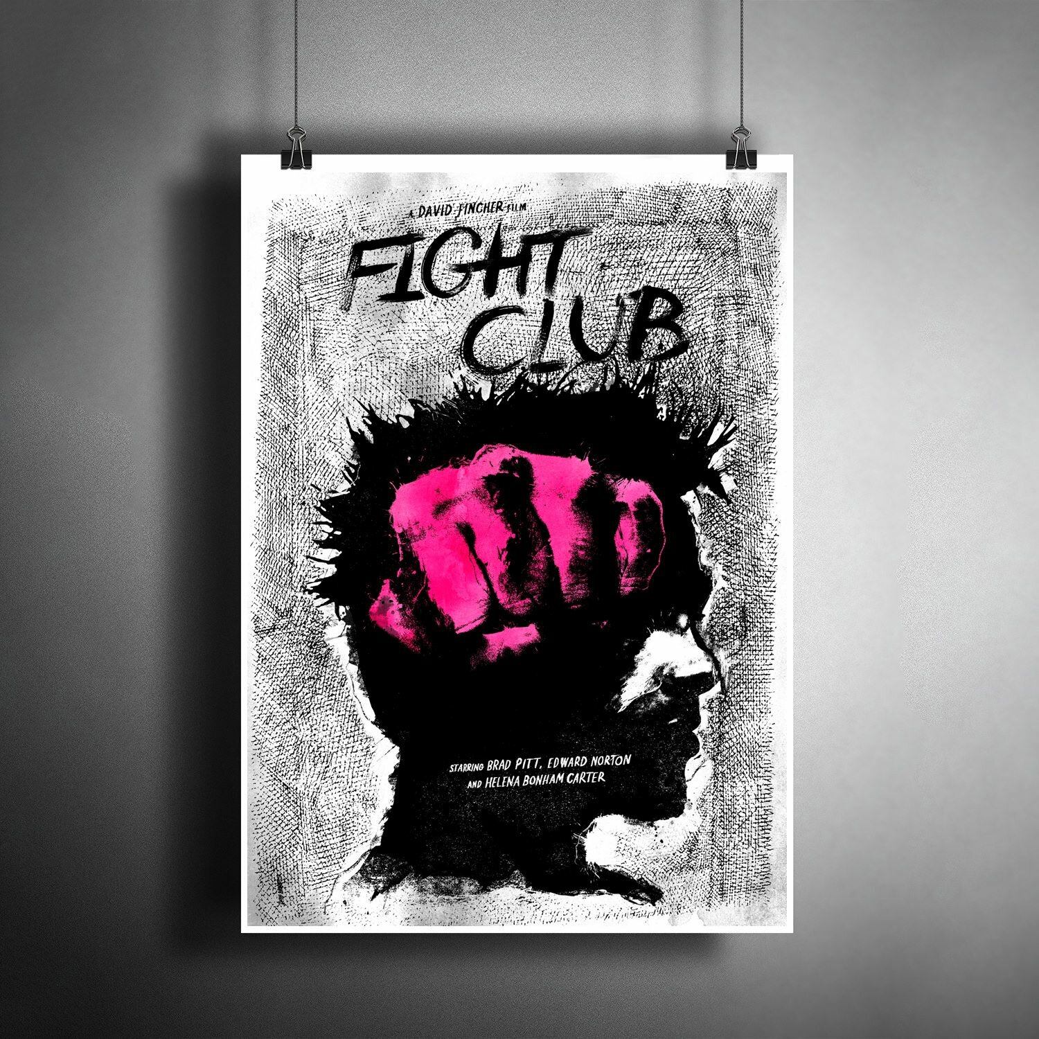 Постер плакат "Фильм Дэвида Финчера: Бойцовский клуб. Fight Club" / Декор для дома, офиса, комнаты, квартиры, детской A3 (297 x 420 мм)