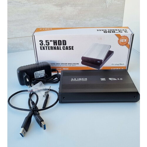 Корпус для HDD, USB 2.0/3.0, 3.5", металл черный