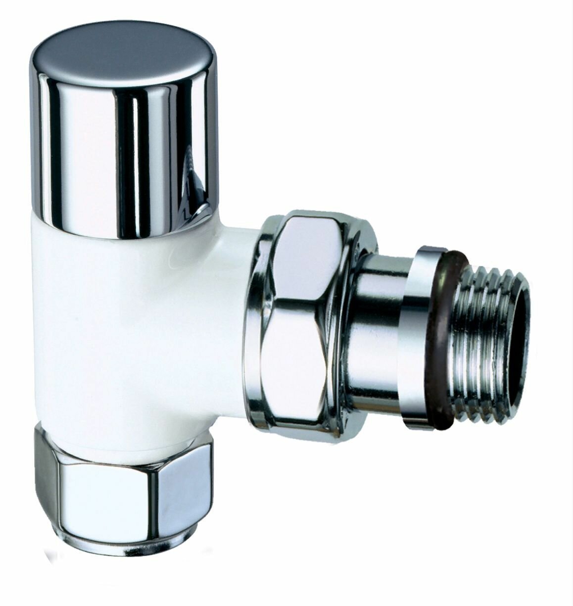 FAR Вентиль запорный угловой (серебро-бел. эмаль), 1/2"EPDM FL 0137 12P