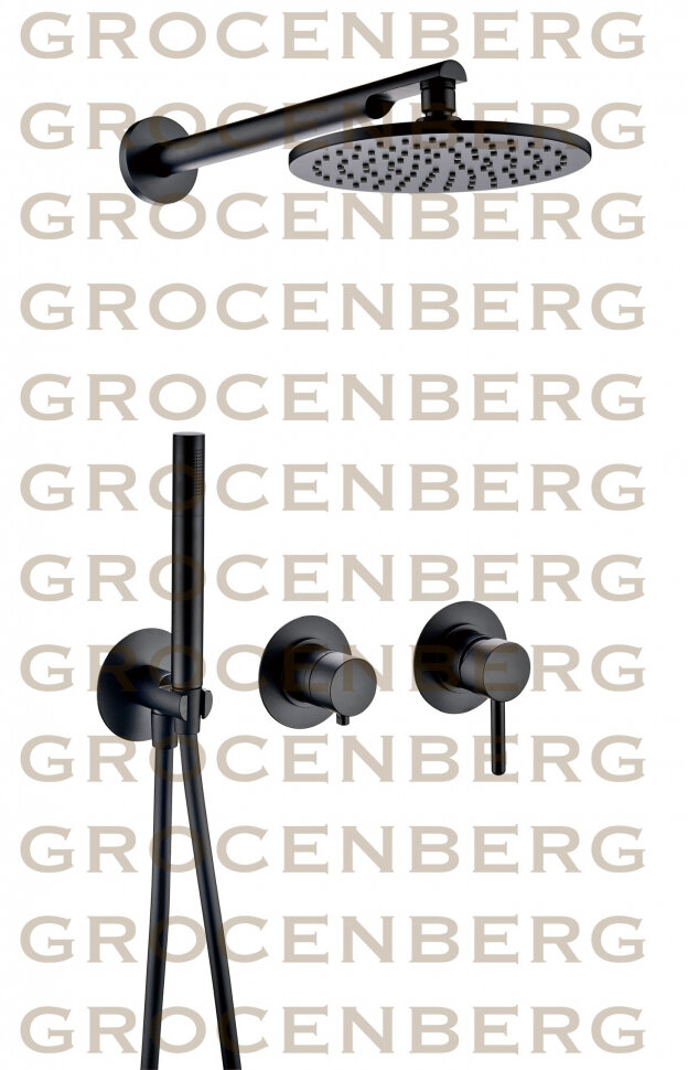 Душевая система скрытого монтажа Grocenberg GB5090BL Черный матовый
