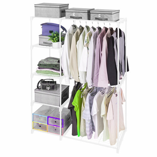 Вешалка для одежды 115х50х170 см EL Casa Белый с 4-мя полками 3000₽