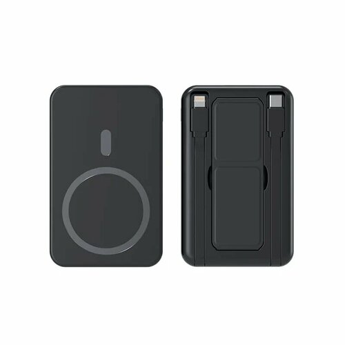 Магнитный PowerBank 10000 мАч с беспроводной зарядкой Magsafe для iPhone 1615141312 Быстрая зарядка 225W LED дисплей два встроенных кабеля Type C и Lighting 2588₽