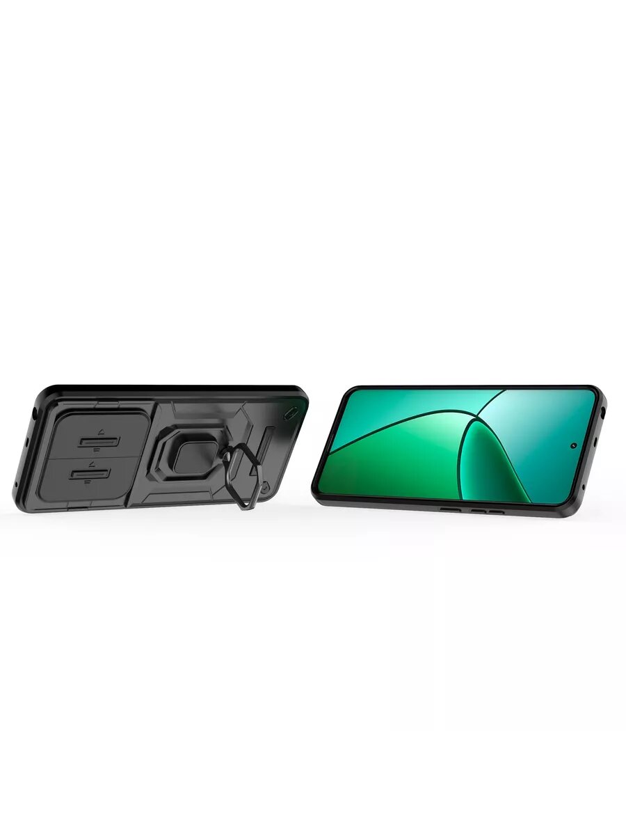 Чехол О'Кейси, для Realme 12, силиконовый, с кольцом-держателем, чёрный — фото 1