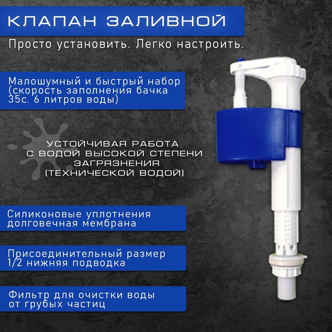Арматура для бачка унитаза Двухрежимная Хром (Rosa Jika Kirovit Santeri Roca) "Уклад" — фото 1