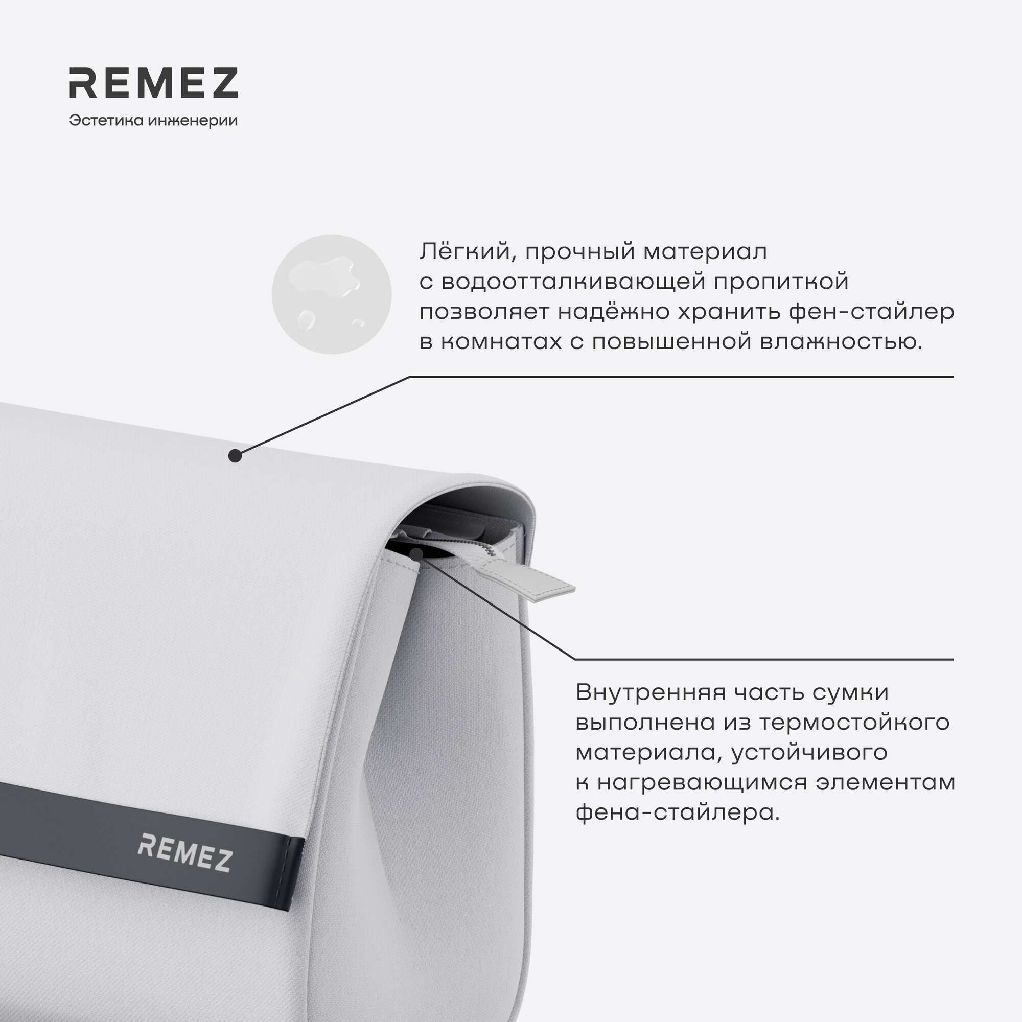 Кейс-сумка REMEZ "BeBag" Model S, для фена, с термостойким чехлом — фото 1