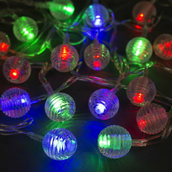 Гирлянда "Нить" 5 м с насадками "Шарики льда", IP20, прозрачная нить, 20 LED, свечение мульти