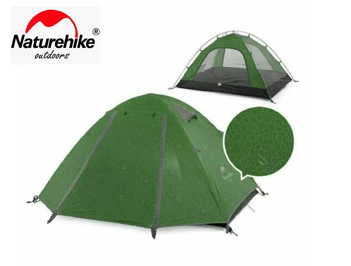 Палатка Naturehike NH18Z022-P, двухместная, с москитной сеткой, зеленая для походов, рыбалки и дачи