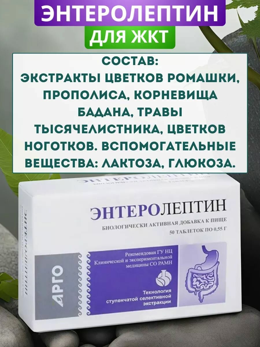 Изображение Энтеролептин для желудочно-кишечного тракта, таблетки, 50 шт.