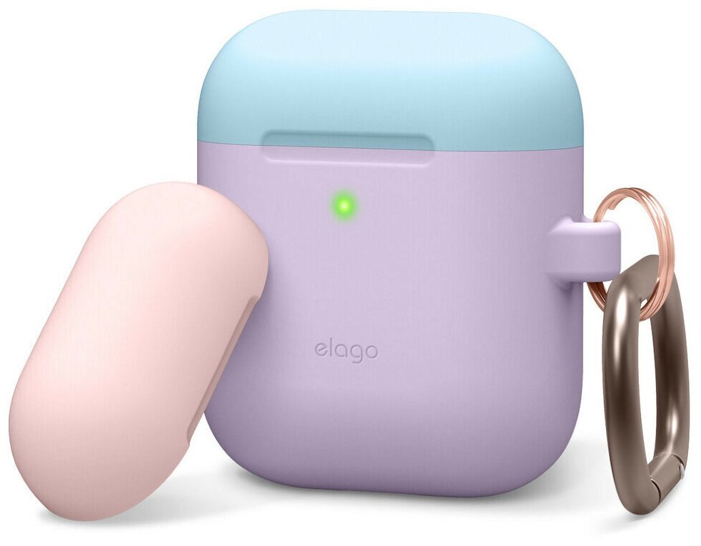 Elago для AirPods чехол Hang DUO case Lavender с крышками Pink и Pastel Blue