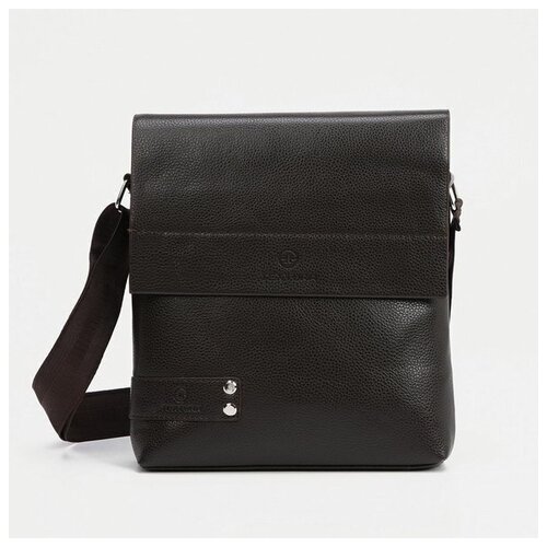 фото Планшет мужской на молнии, наружный карман, длинный ремень, цвет коричневый textura