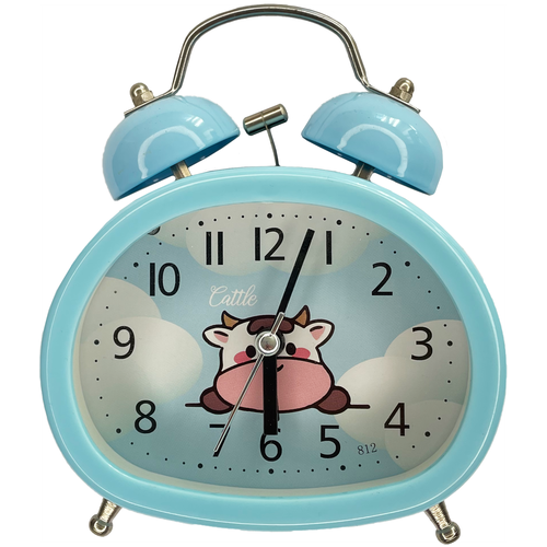 Милые подарочные настольные часы с будильником / кварцевый механизм / голубой