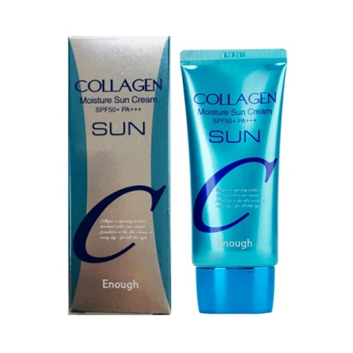 ENOUGH Увлажняющий солнцезащитный крем с коллагеном Collagen Moisture Sun Cream SPF50+ PA+++ успокаивающий солнцезащитный крем с алоэ для лица уход за кожей увлажнение и питание spf50 pa 50 мл солнцезащитный лосьон корейская косметика