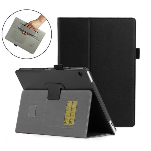 фото Чехол обложка mypads для samsung galaxy tab s2 9.7 sm-t810/t815 с визитницей и держателем для руки черный натуральная кожа