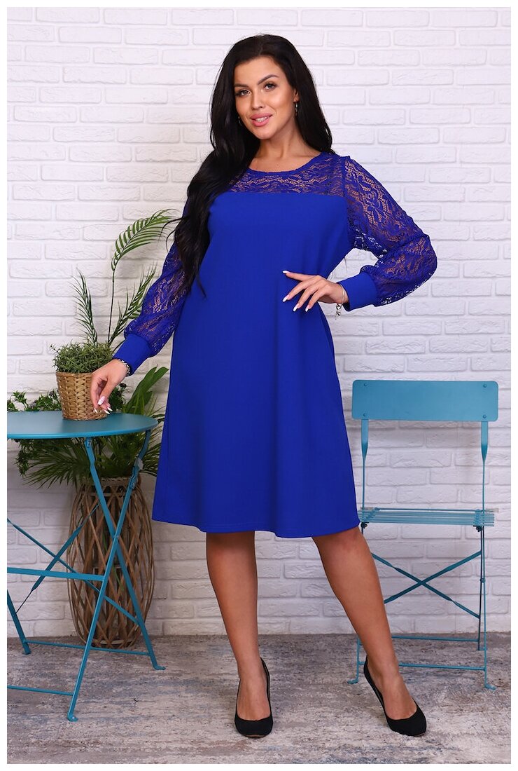 Синее платье трапеция Натали 9850, синий, размер: 54