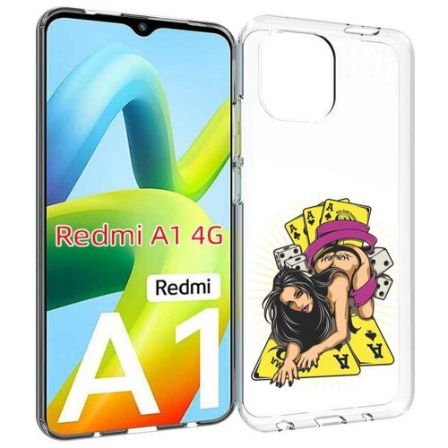 Чехол MyPads нарисованная девушка с игровыми картами для Xiaomi Redmi A1 задняя-панель-накладка-бампер