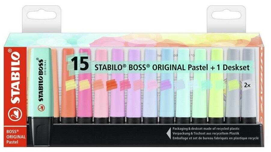 Набор текстовыделителей Stabilo BOSS ORIGINAL Pastel набор 15цвет 7015-02-5