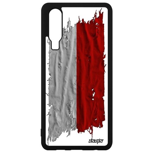 фото Простой чехол для телефона // huawei p30 // "флаг польши на ткани" дизайн страна, utaupia, белый