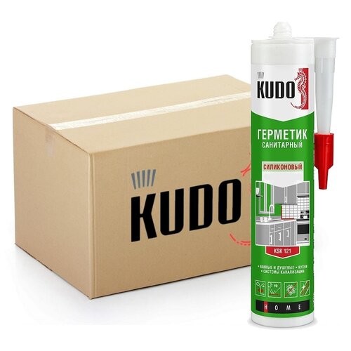 Герметик KUDO KSK 121, силиконовый, санитарный, белый, туба, 280 мл, упаковка 12 шт.