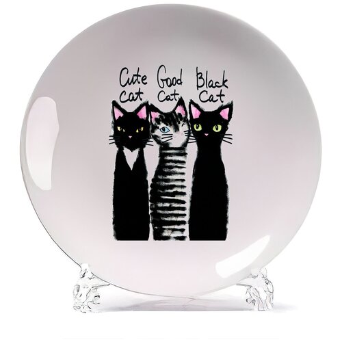 фото Тарелка coolpodarok графика. три кота. cute cat good cat black cat
