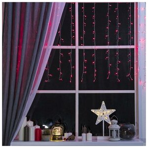 <b>Гирлянда</b> Luazon Lighting "Занавес", УМС вилка 1, 5*1 м, LED-180-220V, 8 режимов, нить прозрачная, свечение красное (1080455)