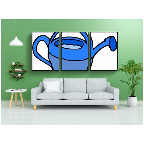 фото Набор модулных постеров для интерьера "лейки, синий, лейки садовые" 60x90 см. в тубусе, без рамки lotsprints