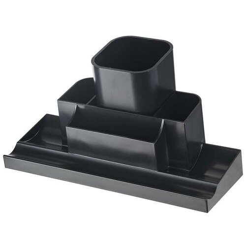 подставка для пишущих принадлежностей uniplast офис класс пластик черный Подставка для канцелярских мелочей Uniplast, черная, 7 отделений