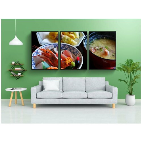 фото Набор модулных постеров для интерьера "японская еда, сашими, морепродукты" 60x90 см. в тубусе, без рамки lotsprints