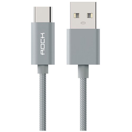 Кабель ROCK RCB0432 Metal Charge & Sync round cable 180см - Серый кабель для ipod iphone ipad apple usb c charge cable 1 м muf72zm a