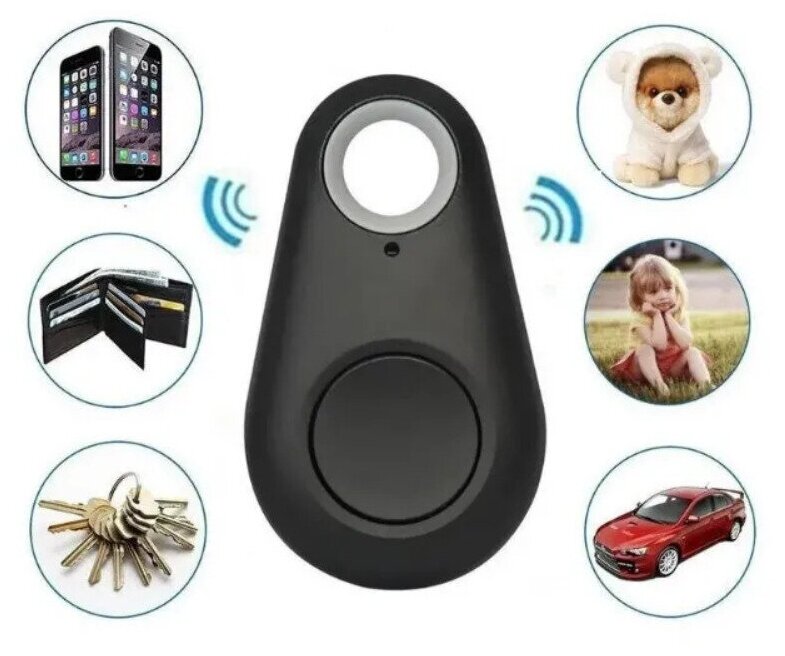 Bluetooth-брелок для смартфонов (поиск предмета, антивор, сигнал SOS), черный
