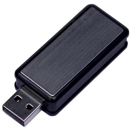 Прямоугольная выдвижная пластиковая флешка для нанесения логотипа (16 Гб / GB USB 2.0 Черный/Black 034)